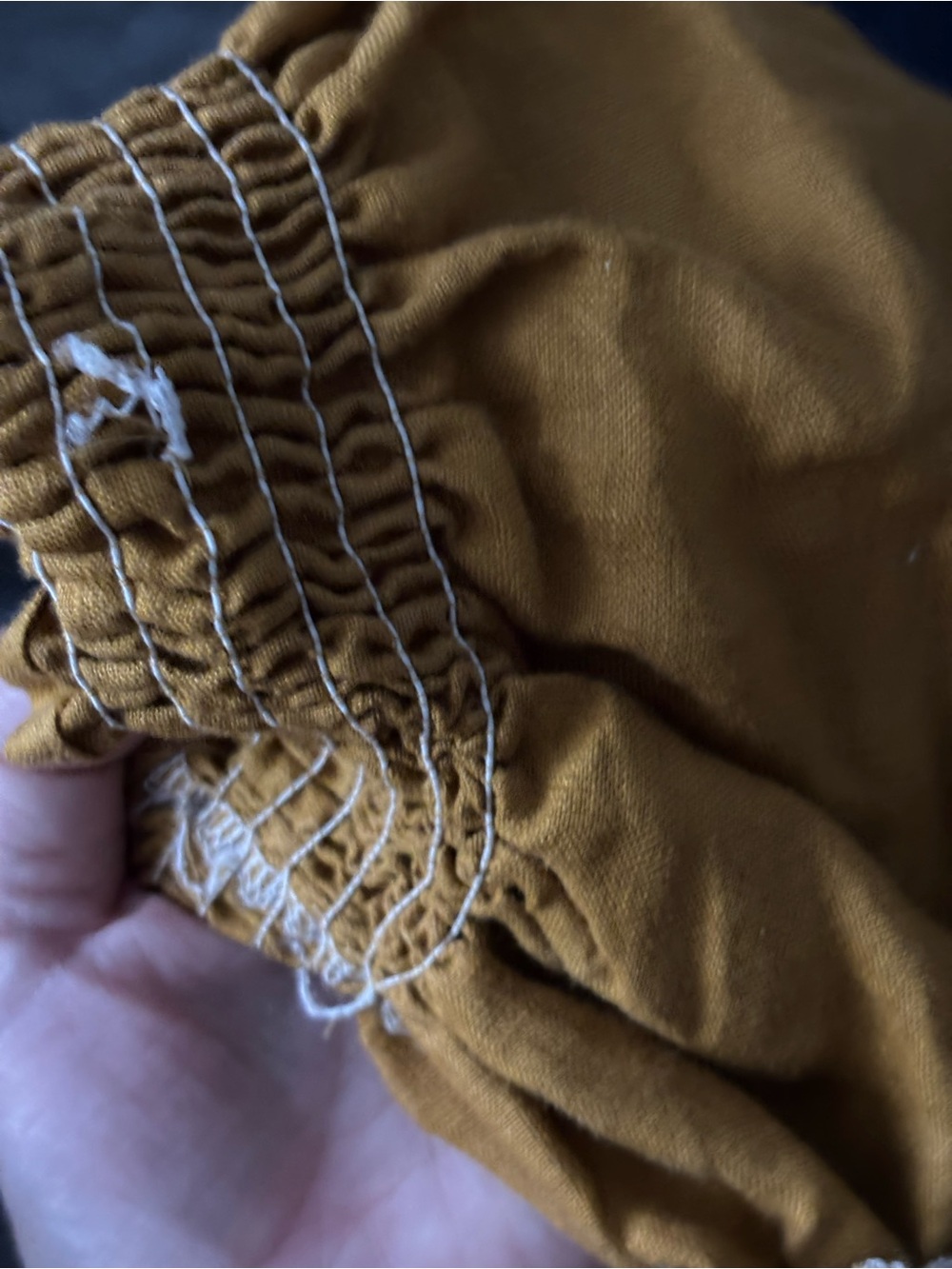 Marigold Linen Puff-Sleeve Smocked Women's Top - Picture 17 of 17